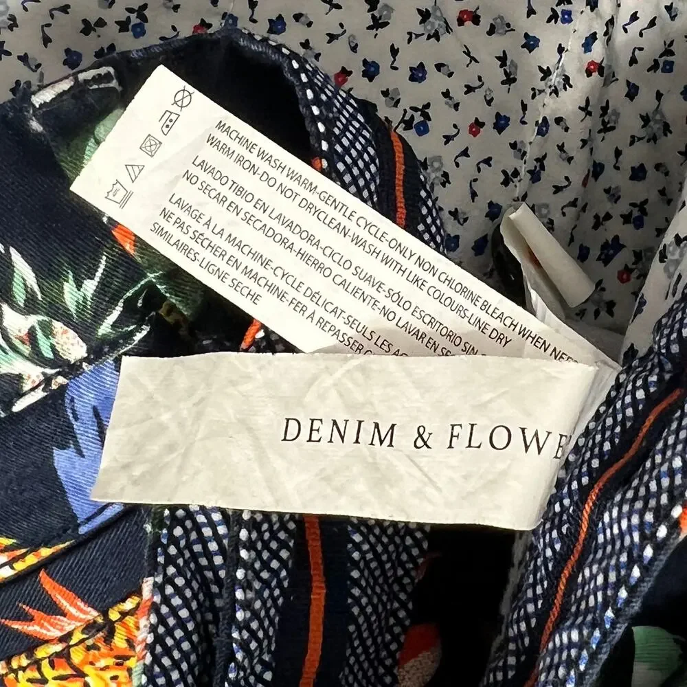 Denim & Flower Ricky Singh Pineapple Shorts Size 36 Tropical Print Chino